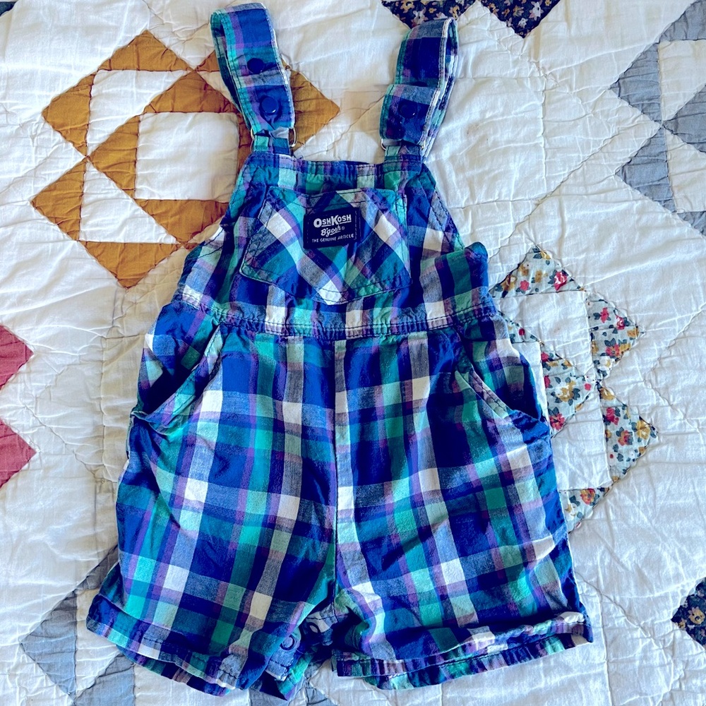 Vintage Plaid Oshkosh shortalls